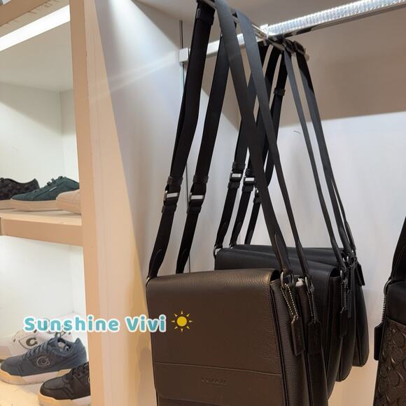 NWT COACH 4007 Houston Map Bag Leather Crossbody Gunmetal/Black - Picture 2 of 5